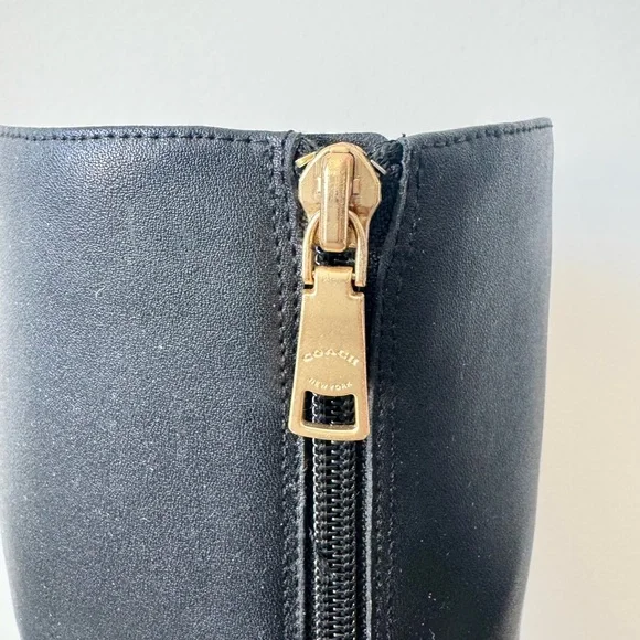 Coach Black Knee-High Block Heel Leather Boots 🖤 - Picture 16 of 16